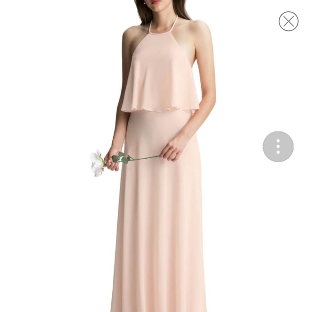 Bill Levkoff Halter Overlay Gown
